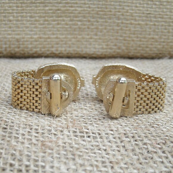 Vintage Swank Tie Tack & Cufflink Set Green & Gold - Picture 5 of 16